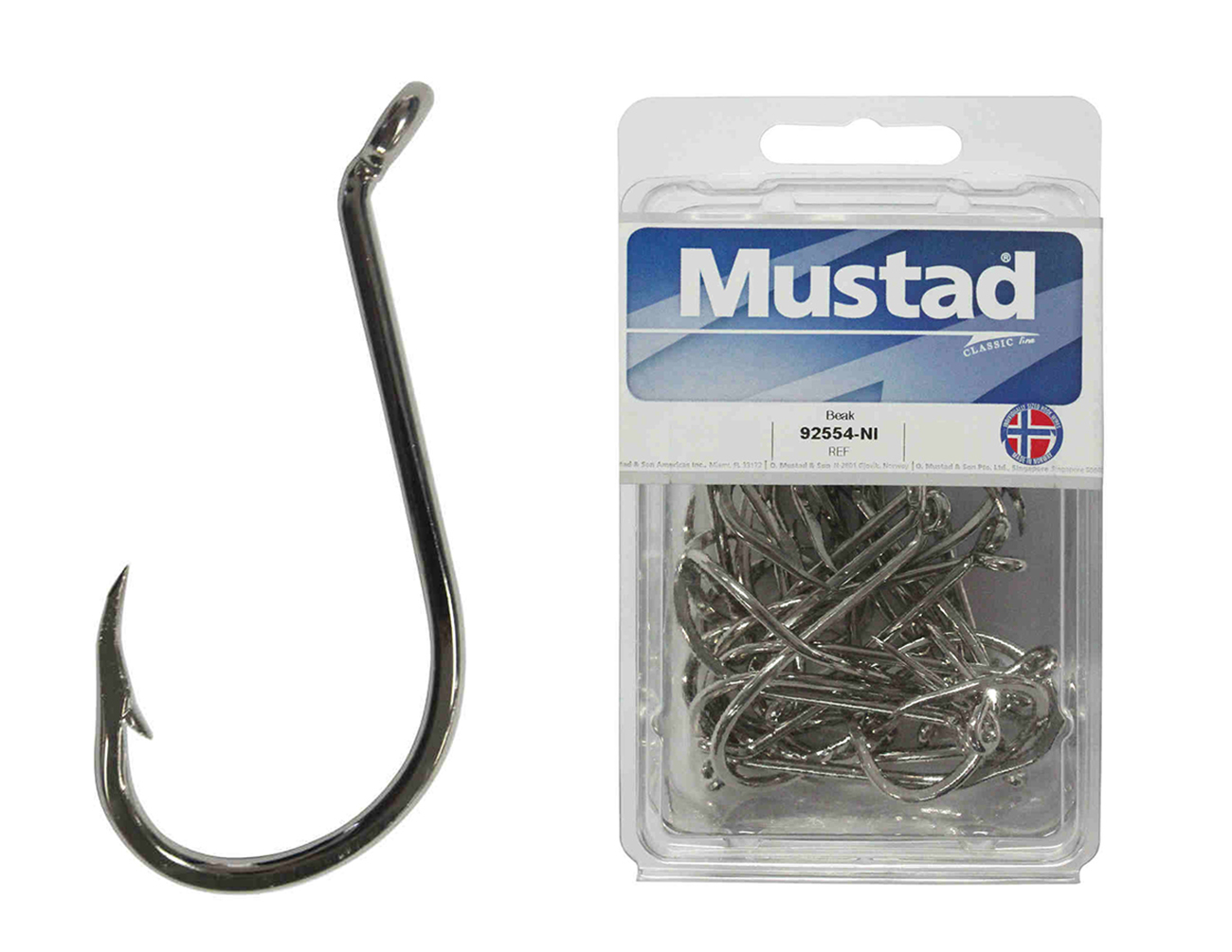 Mustad 92554npnr - Size 3/0 Qty 25 - Big Red X-Strong Chemically Sharpened