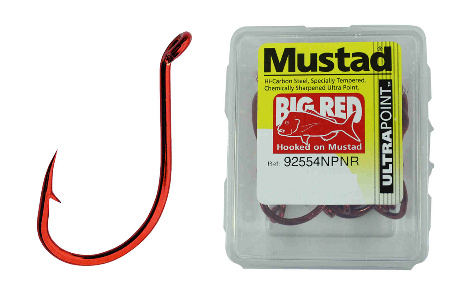 MUSTAD 92554NPNR - Size 6/0 Qty 25 - BIG RED X-STRONG CHEMICALLY SHARPENED