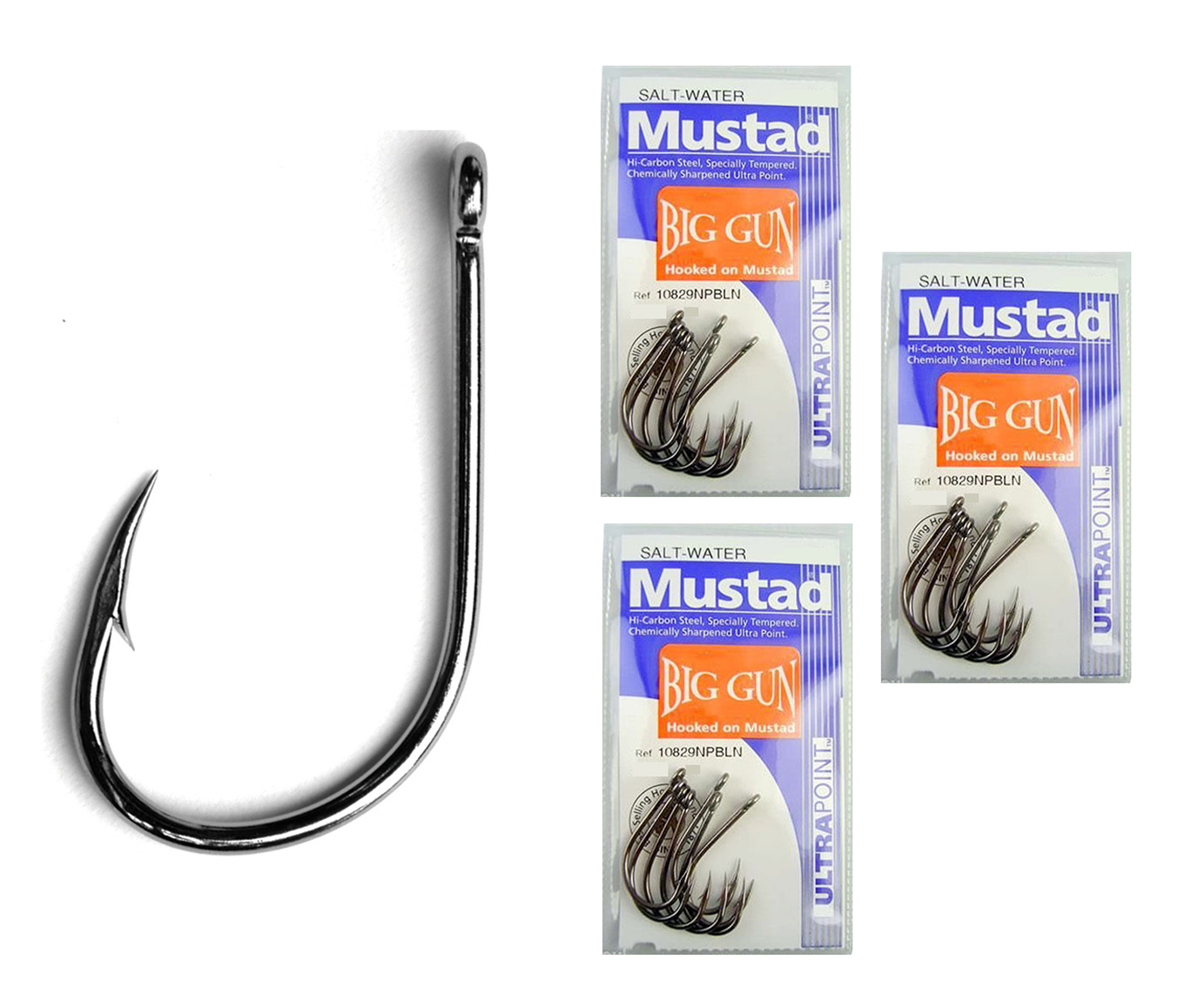 Mustad Big Gun Size 12/0-10829npbln-Bulk 3 Pack-Kirbed Chemically ...