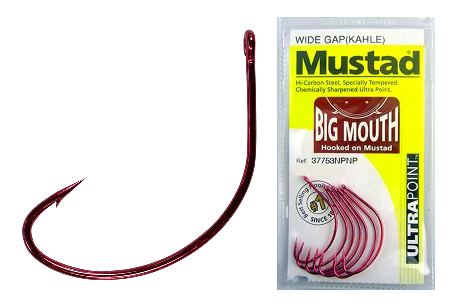 1 Packet of Mustad 37753NPNP Big Mouth Chemically Sharp Fishing Hooks