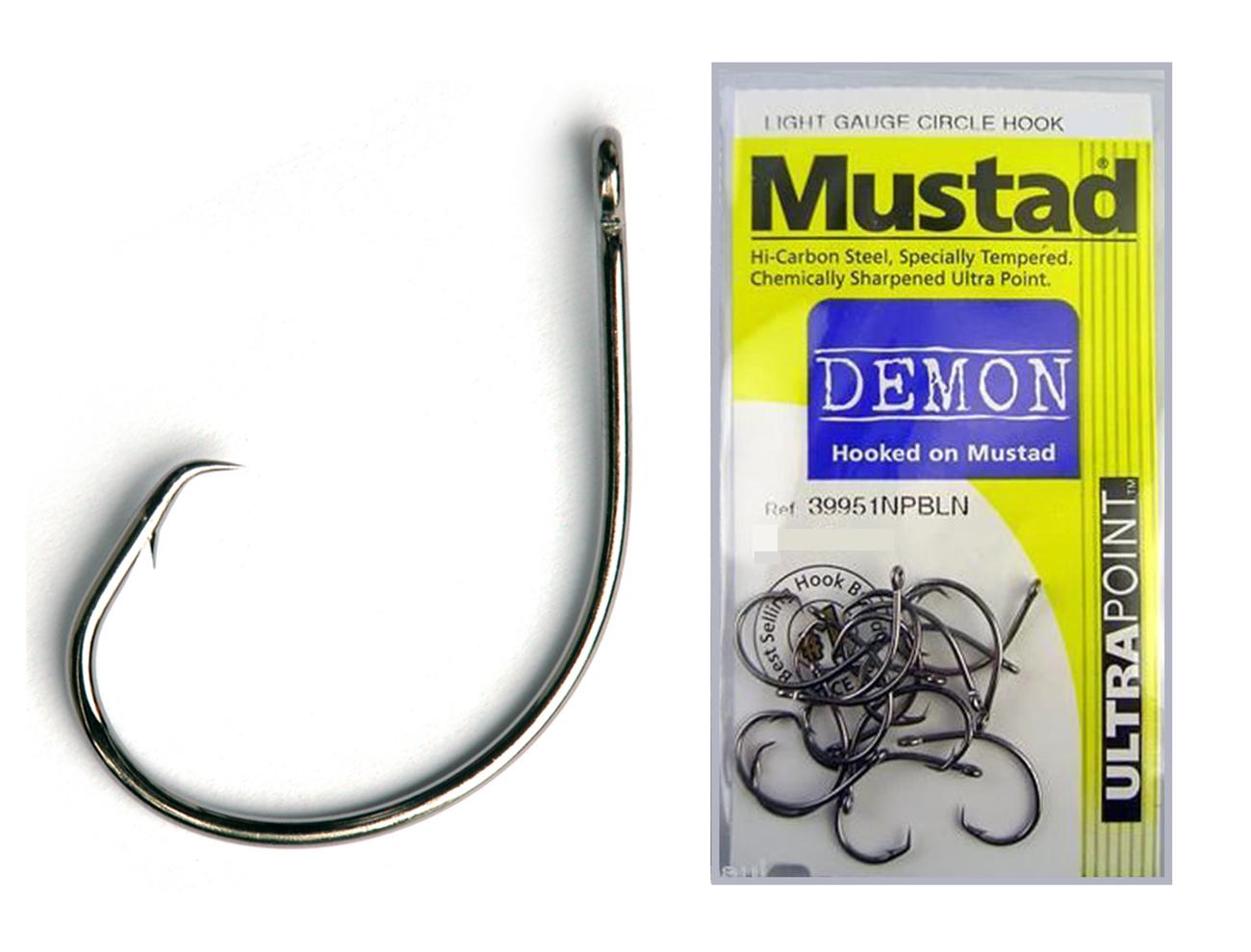 1 Packet of Mustad 39951NPBLN Demon Circle Light Chemically Sharp Fishing  Hooks