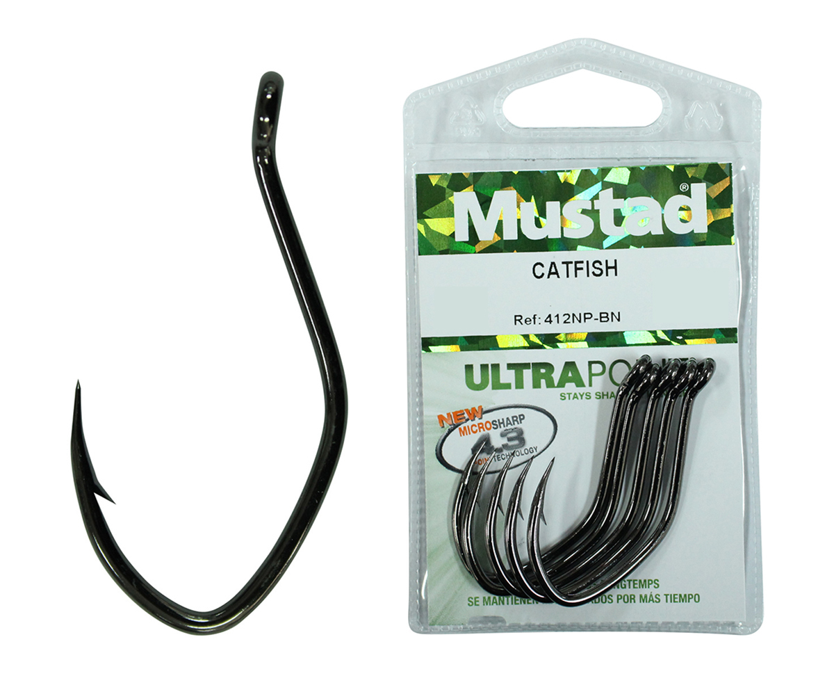 1 Packet of Mustad 412NPBLN Deep V Heavy Bottom Chemically Sharp Fishing  Hooks