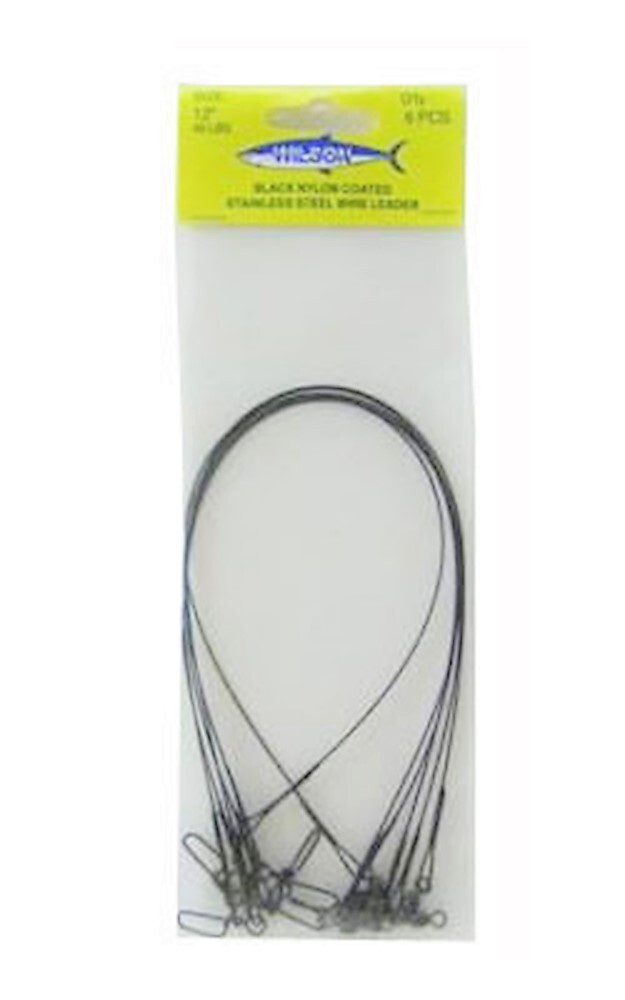 6 x Deluxe Black Nylon Coated Stainless Steel Wire Fishing Leaders - Wire Trace - Picture 20 of 55