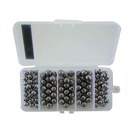100 x Fishing Ball Sinkers - 50 x Size 00 + 50 x Size 0 in Tackle Box