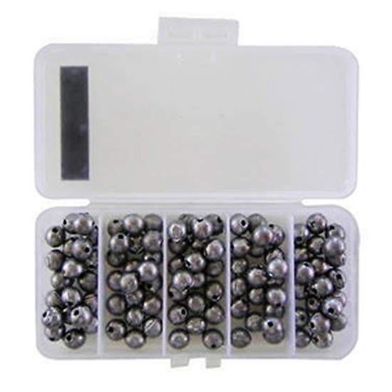 100 x Size 0 Fishing Ball Sinkers in Tackle Box