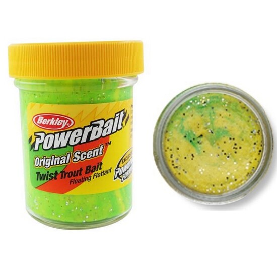 50gm Tub of Lime Twist Berkley Powerbait Trout Bait Dough - Original Scent