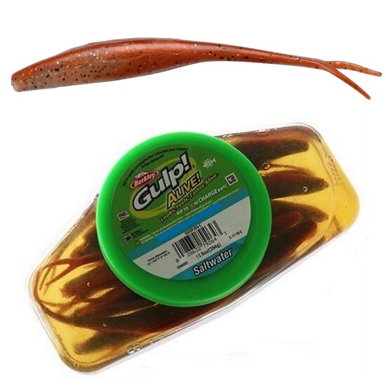 Tub of Berkley Gulp! Alive! 7 Inch Jerk Shad Recharge Baits - New Penny