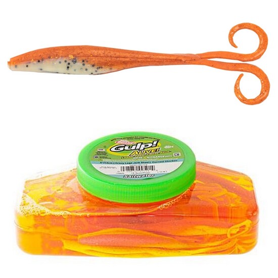 Tub of Berkley Gulp! Alive! 5 Inch Crazy Legs Jerk Shad Recharge Baits-New Penny