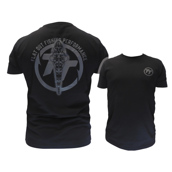 Tackle Tactics Flat Out Fishing Black Premium Pelagic Gear Tee Shirt