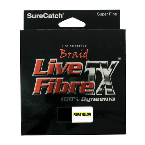 125yd Spool of Live Fibre TX Braided Line - Fluoro Yellow Fishing Braid