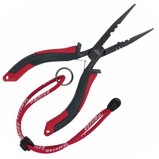 Berkley XCD 8 Inch Straight Nose Fishing Pliers with Adjustable Lanyard