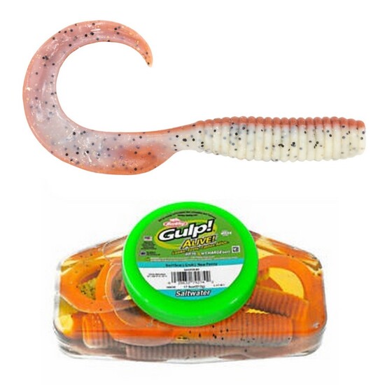 Tub of Berkley Gulp! Alive! 6 Inch Grubs Recharge Baits - New Penny