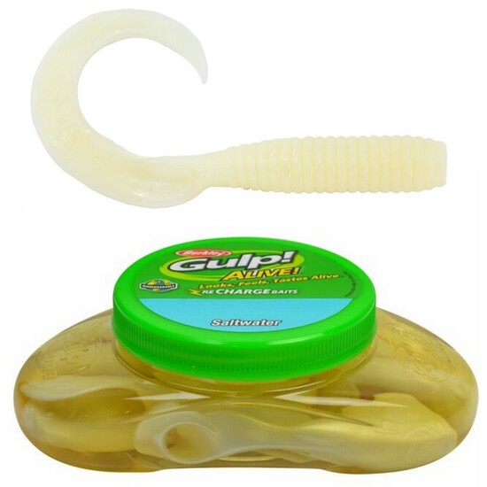 Tub of Berkley Gulp! Alive! 6 Inch Grubs Recharge Baits - Glow
