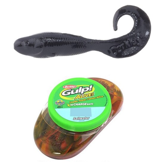 Tub of Berkley Gulp! Alive! 3 Inch Minnow Grubs Recharge Baits - Black