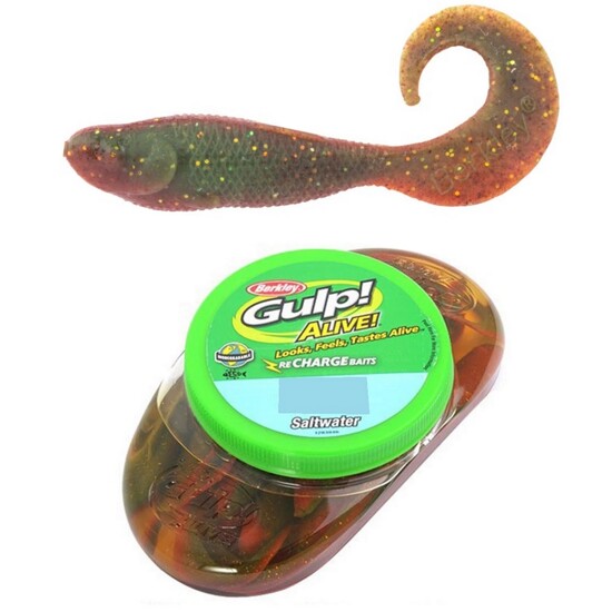 Tub of Berkley Gulp! Alive! 3 Inch Minnow Grubs Recharge Baits - Camo