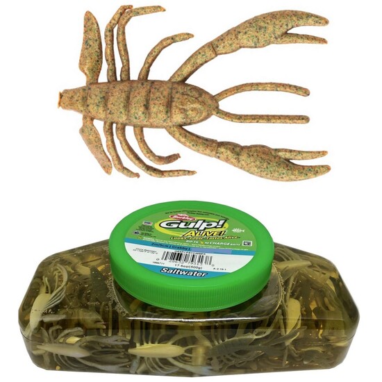 Tub of Berkley Gulp! Alive! 2 Inch Crabby Recharge Soft Baits - Breen