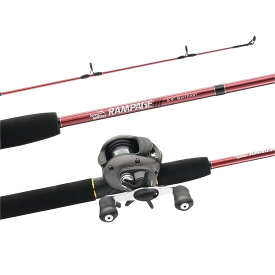 5'9 Jarvis Walker Rampage 4-8kg Baitcaster Fishing Rod and Reel Combo - 2 Piece