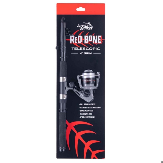 Jarvis Walker 6ft Red Bone Telescopic Fishing Rod and Reel Spin Combo