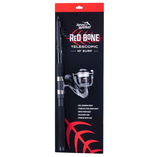 Jarvis Walker 10ft Red Bone Telescopic Fishing Rod and Reel Surf Combo