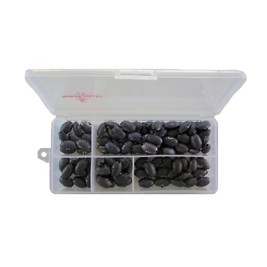 100 x Size 1 Fishing Bean Sinkers in Tackle Box