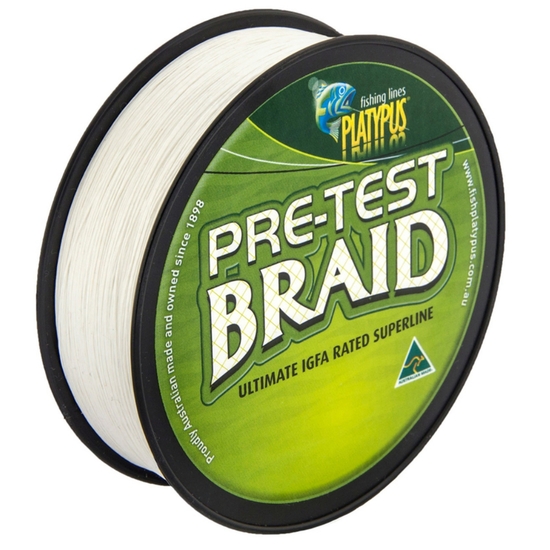 150yds of 6kg Platypus Pre-Test Braided Fishing Line - White IGFA Class Braid