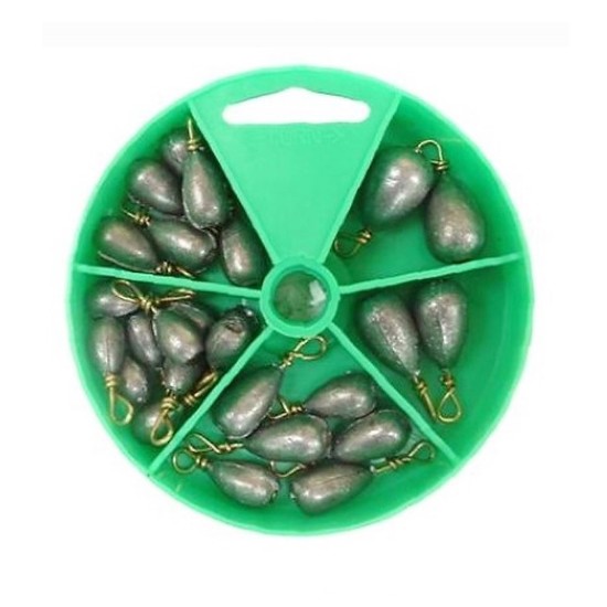 27 Gillies Bass Casting Sinkers in Convenient Dial Pack - Assorted Sizes And Weights