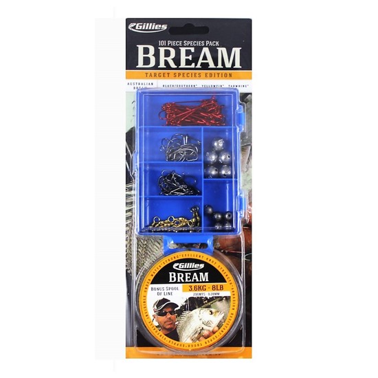 Gillies Bream Tackle Pack - 101 Piece Assorted Tackle Kit With 8lb Fishing Line