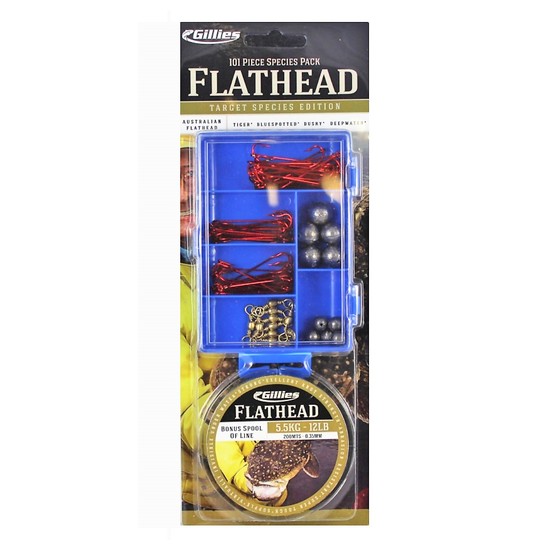 Gillies Flathead Tackle Pack-100 Pce Assorted Tackle Kit With 12lb Fishing Line