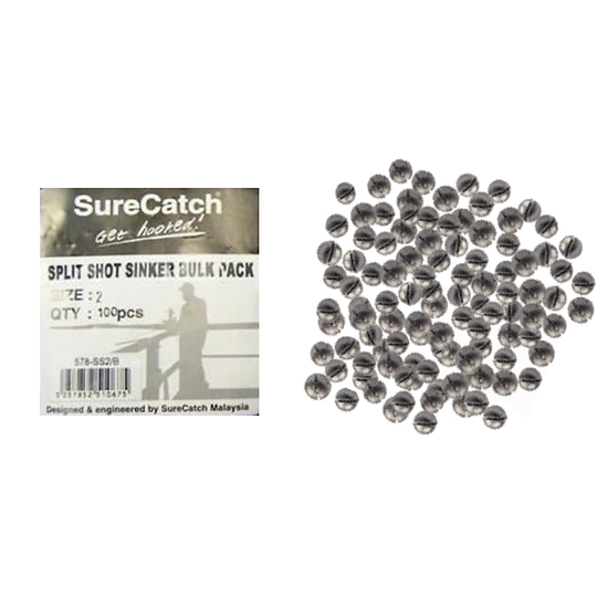 100 x Size 2 Split Shot Fishing Sinkers