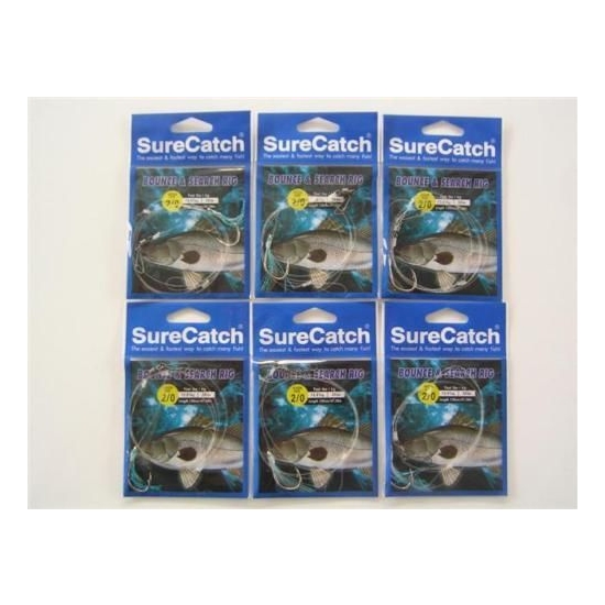 6 x Size 2/0 Surecatch Bounce and Search 30lb Fishing Rigs - Pre-Tied Rigs