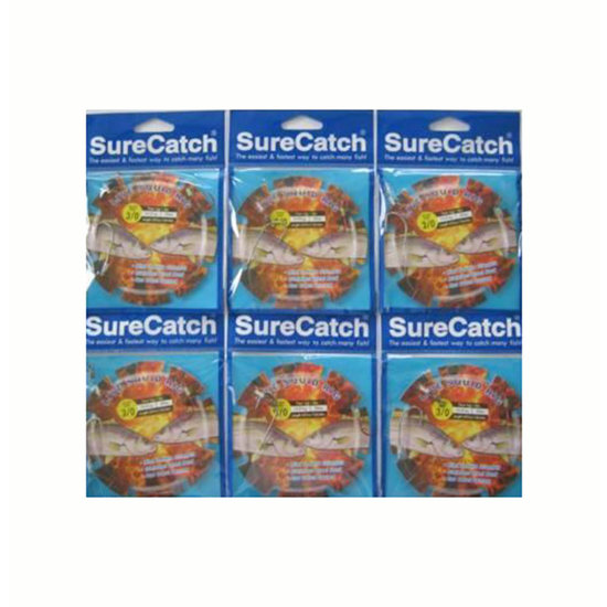 6 x Size 3/0 Surecatch Live Squid Rigs - Pre-Rigged Squid Fishing Rigs with 30lb Line