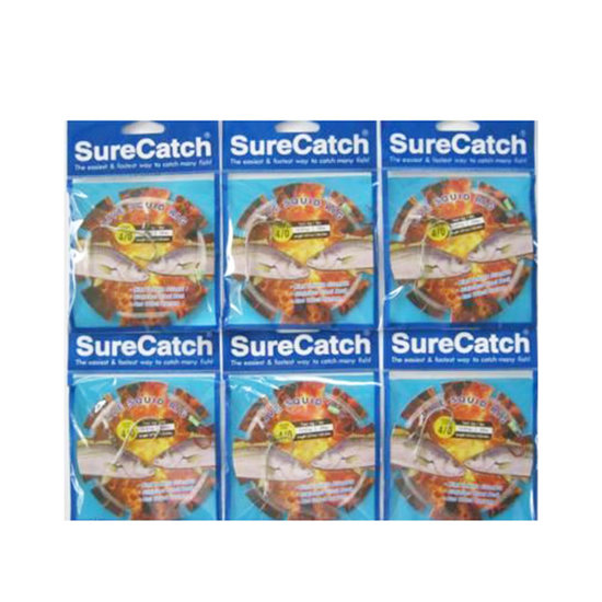6 x Size 4/0 Surecatch Live Squid Rigs - Pre-Rigged Squid Fishing Rigs with 30lb Line
