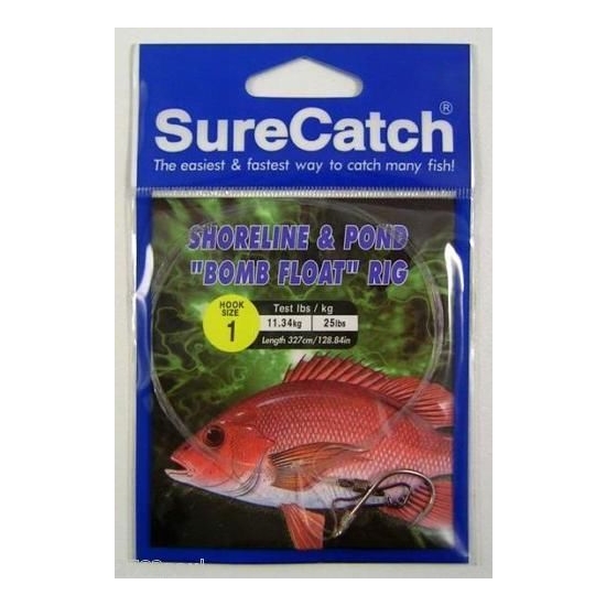 Size 1 Shoreline and Pond Bomb Float Fishing Rig with 25lb Leader Line