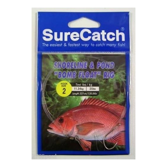 Size 2 Shoreline and Pond Bomb Float Fishing Rig with 25lb Leader Line