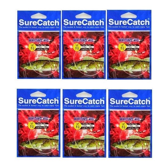 6 Packets of Surecatch Whiting Rigs with Size 10 Chemically Sharpened Hooks