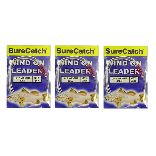 6 x 1.5m Lengths of 30lb Surecatch Dacron Sleeved Wind On Leader - Mono Leader
