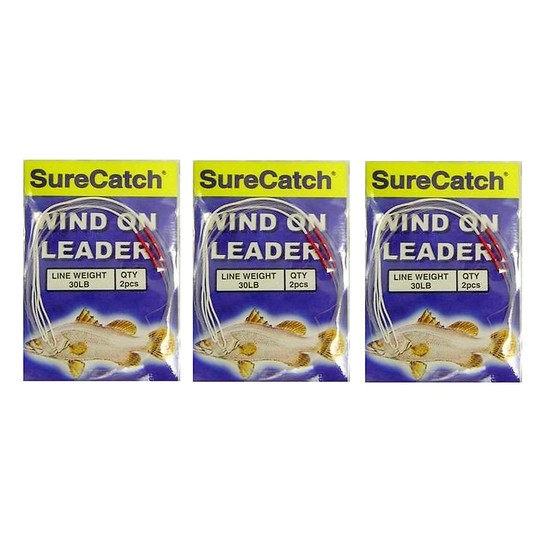 6 x 1.5m Lengths of 30lb Surecatch Dacron Sleeved Wind On Leader - Mono Leader