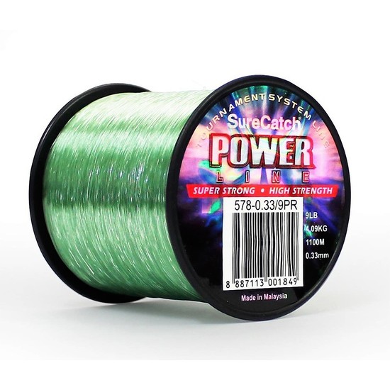 1 x 1100m Spool of 9lb SureCatch Power Line - Green Mono Fishing Line