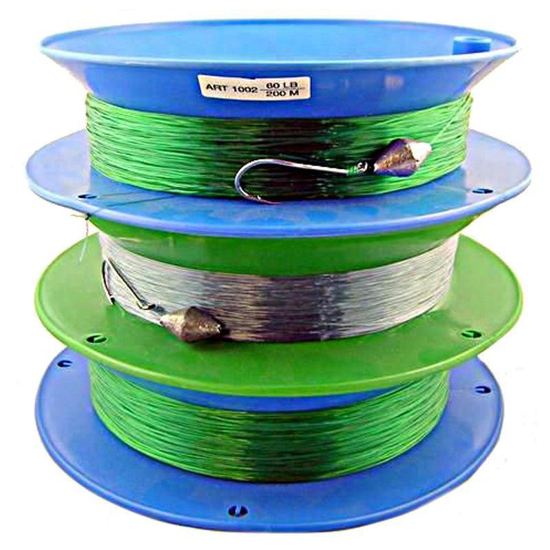 3 x 10 Inch Hand Casters Pre Rigged with 200m of 60lb Mono Fishing Line