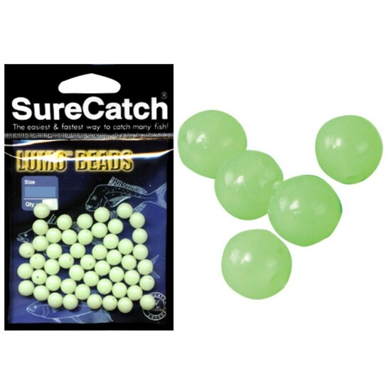 100 Pack of Surecatch 6mm Round Lumo Beads - Green Luminous Fishing Beads