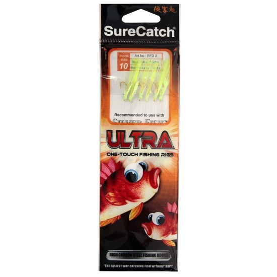 Surecatch Ultra Sabiki Rig - Bait Rig with Green Tinsel and 18lb Leader