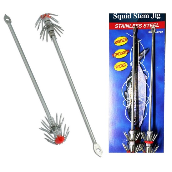 2 Pack of Large Surecatch Stainless Steel Squid Stem Jigs - 18cm Squid Pole