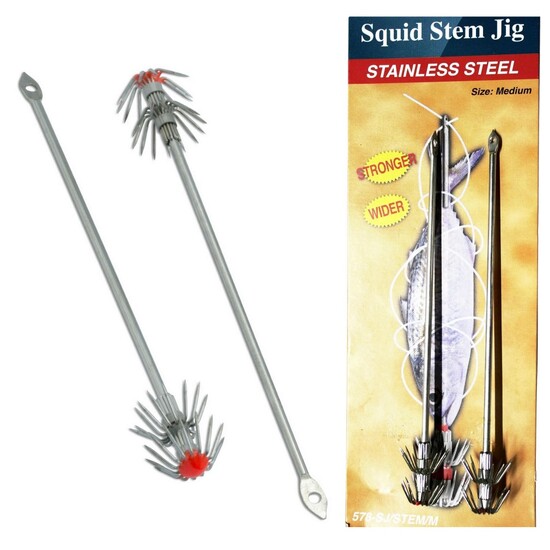 2 Pack of Medium Surecatch Stainless Steel Squid Stem Jigs - 15 cm Squid Pole