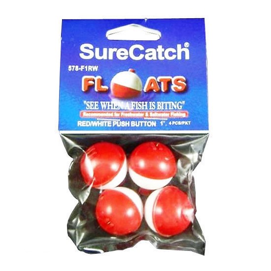 4 X 1 Inch Red and White Push Button Fishing Floats