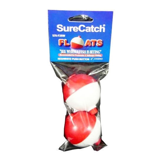 2 X 2 Inch Red and White Push Button Fishing Floats