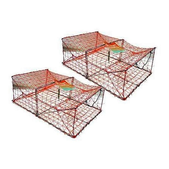 2 X Wilson Heavy Duty Rectangular Crab Traps - 2 Entry - Twin Pack - Orange Mesh