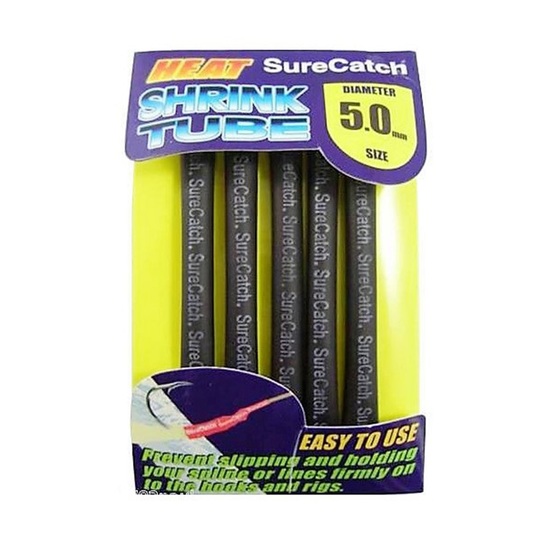 SURECATCH FISHING 5mm HEAT SHRINK TUBING - BLACK - 0.9m TUBE
