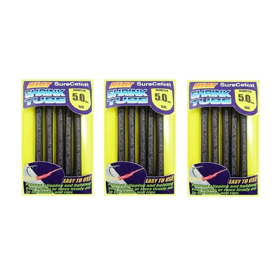 3 PACK - FISHING 5mm HEAT SHRINK TUBING - BLACK - 0.9m TUBE