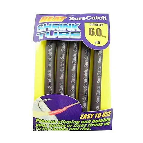 SURECATCH FISHING 6mm HEAT SHRINK TUBING - BLACK - 0.8m TUBE