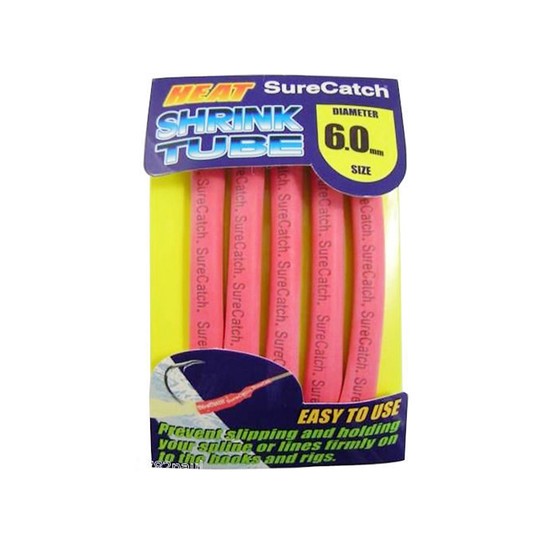 SURECATCH FISHING 6mm HEAT SHRINK TUBING - RED - 0.8m TUBE